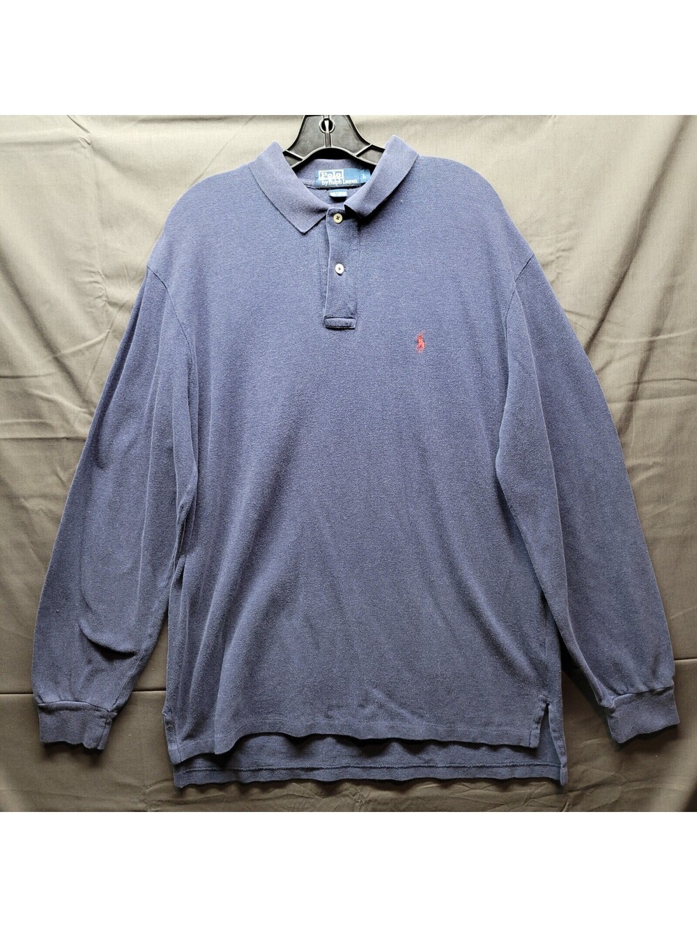 Vtg Men’s Ralph Lauren Polo Quarter Button-Down Long Sleeve Shirt Sz Large Navy